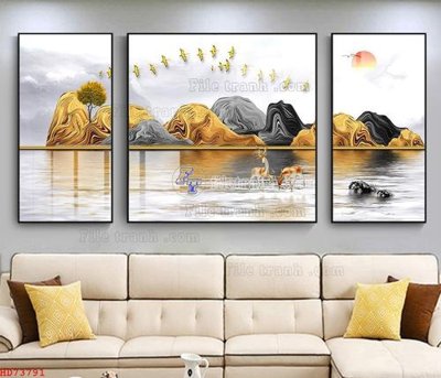 Hình ảnh file gốc in lụa File bộ tranh treo hiện đại HD73791