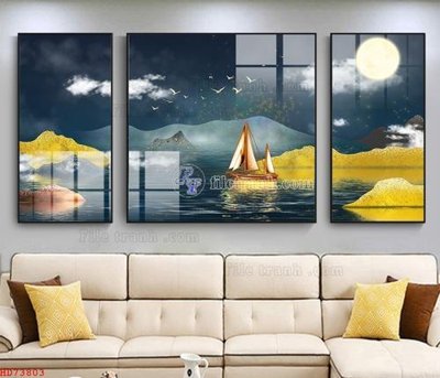 File gốc File bộ tranh treo hiện đại HD73803 (in tráng gương) sang trọng