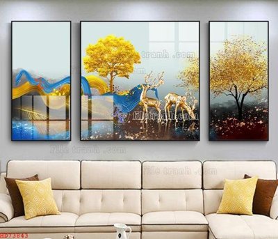 Tải file File bộ tranh treo hiện đại HD73843 (gốc) chủ đề hoa sen