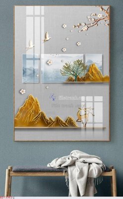 File tranh File bộ tranh treo hiện đại HD73963 (gốc) in film