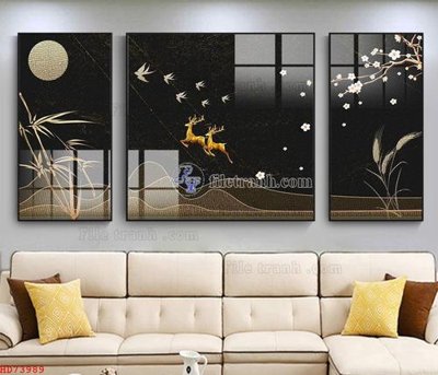 File in trần File bộ tranh treo hiện đại HD73989 (bản gốc) hoa văn