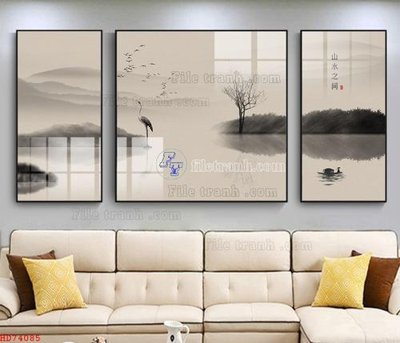 File gốc File bộ tranh treo hiện đại HD74085 (in lụa) cao cấp
