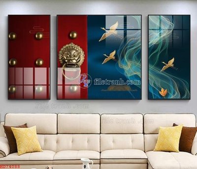Ảnh gốc File bộ tranh treo hiện đại HD74088 (độ nét cao) in tráng gương