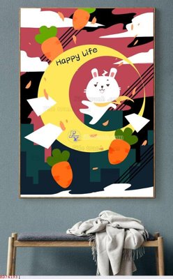 File tranh File bộ tranh treo hiện đại HD74193 (gốc) chủ đề động vật