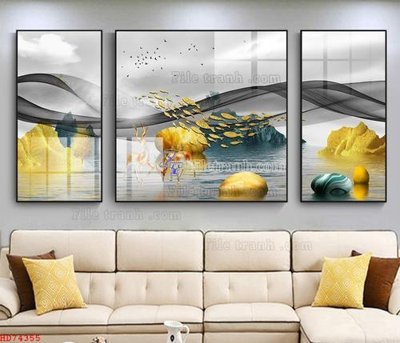 File in lụa File bộ tranh treo hiện đại HD74355 (phong cảnh) File bộ tranh treo hiện đại HD74355