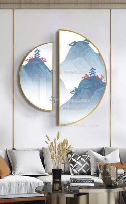 Ảnh gốc File bộ tranh treo hiện đại HD74370 (nét căng) in mica