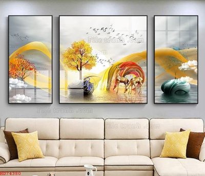 File gốc File bộ tranh treo hiện đại HD74380 (cho in UV) siêu nét