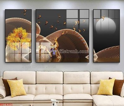 Tải file File bộ tranh treo hiện đại HD74381 (gốc) in tranh tráng gương