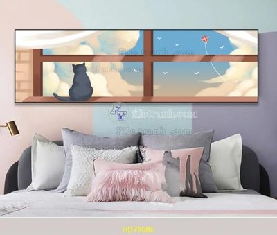 File tranh File tranh hiện đại treo tường HD79086 (bản gốc) in lụa dán tường
