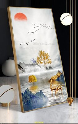 File gốc File tranh hiện đại treo tường HD79206 (in lụa) hoa văn cổ điển