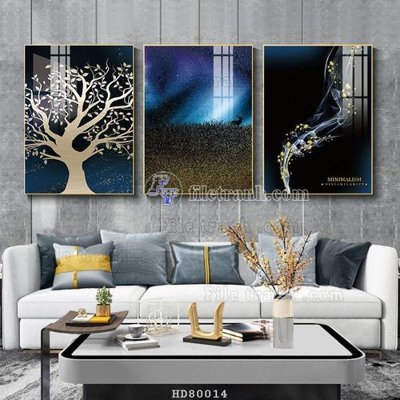 File tranh File tranh hiện đại pha lê gương HD80014 (bản gốc) in lụa dán tường