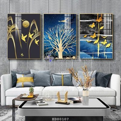 File in ấn File tranh hiện đại pha lê gương HD80107 (bản gốc) cao cấp