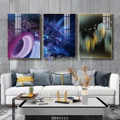 Hình ảnh file gốc in trần nhà File tranh hiện đại pha lê gương HD80223