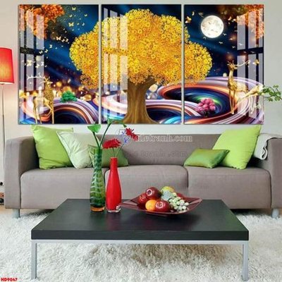 File gốc File tranh bộ hiện đại HD9047 (in lụa) tranh phong thủy