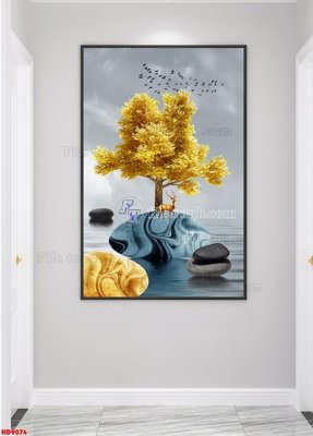 File tranh gốc in trần nhà File tranh bộ hiện đại HD9074 3D