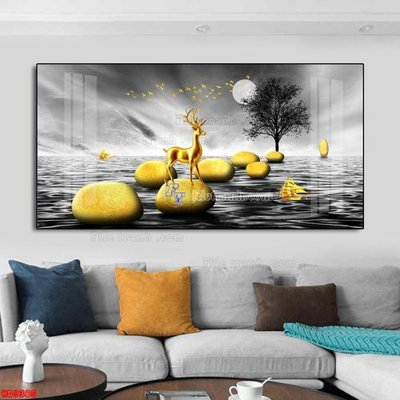 Ảnh gốc File tranh bộ hiện đại HD9385 (nét căng) in mica