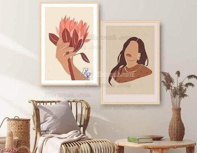 File gốc File tranh bộ hiện đại HD9529 (in lụa) tranh phong thủy