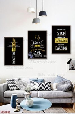 File gốc File tranh bộ hiện đại HD9605 (in tráng gương) sang trọng