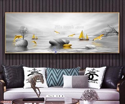 File gốc File tranh bộ hiện đại HD9720 (in mica) trang trí