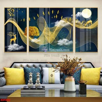 File gốc File tranh bộ hiện đại HD9844 (in lụa) chi tiết cao