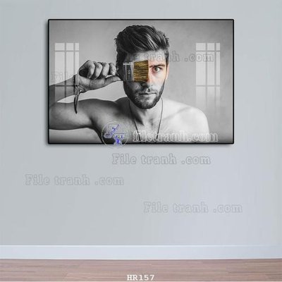 Download file gốc File tranh quán cắt tóc HR157 (in mica) trang trí