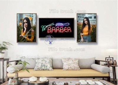 File gốc File tranh quán cắt tóc HR259 (in lụa) tranh mã đáo