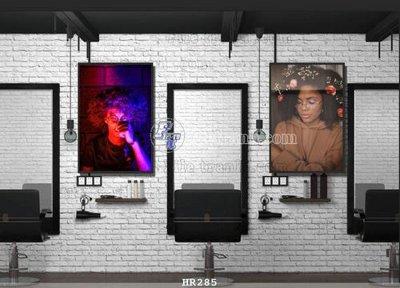 File tranh File tranh quán cắt tóc HR285 (gốc) phong cách tối giản