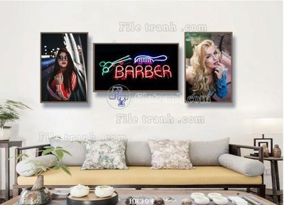 Download file gốc File tranh quán cắt tóc HR304 (in lụa) nghệ thuật