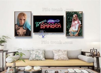 File tranh File tranh quán cắt tóc HR305 (bản gốc) in lụa 3D
