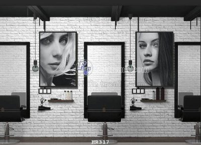 Ảnh gốc File tranh quán cắt tóc HR317 (nét căng) in mica