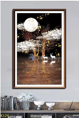 File in trần File tranh treo hiện đại K124 (file gốc) chủ đề vũ trụ
