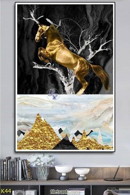 File in trần File tranh treo hiện đại K44 (bản gốc 3D) sống động