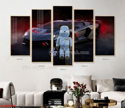 File PSD File tranhbộ 5 tấm kawas gấu bearbrick KAB2000 (gốc) tách lớp chi tiết