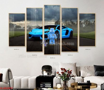 File gốc File tranhbộ 5 tấm kawas gấu bearbrick KAB2007 (dành cho trang trí nội thất)