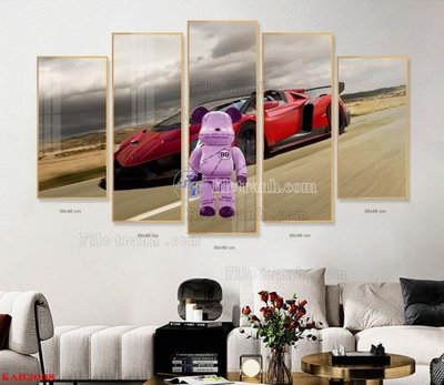 File gốc in ấn File tranhbộ 5 tấm kawas gấu bearbrick KAB2008 chất lượng vượt trội