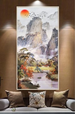 File in ấn File tranh hiện đại pha lê gương KF100072 chuyên nghiệp