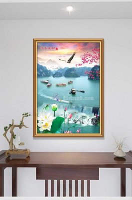 File in trần File tranh hiện đại pha lê gương KF100213 (bản gốc) phong cảnh