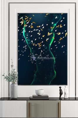 Tải file File tranh hiện đại pha lê gương KF100422 (gốc) chủ đề hoa sen