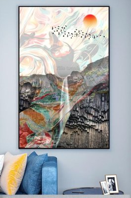 File in trần File tranh hiện đại pha lê gương KF100669 (bản gốc) mây trời