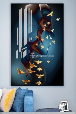 File tranh File tranh hiện đại pha lê gương KF100970 (file gốc) chủ đề phong thủy