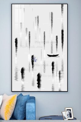 File in trần File tranh hiện đại pha lê gương KF101395 (bản gốc) mây trời