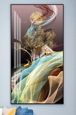 File gốc File tranh hiện đại pha lê gương KF101756 (in lụa) tranh mã đáo