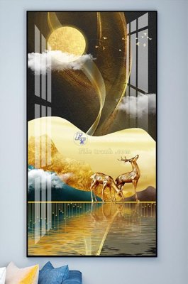 Hình ảnh file gốc in trần nhà File tranh hiện đại pha lê gương KF101760