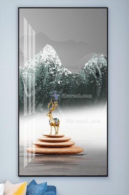 File gốc File tranh hiện đại pha lê gương KF102007 (in lụa) tranh phong thủy