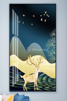 Tải file File tranh hiện đại pha lê gương KF102268 (gốc) chủ đề hoa sen