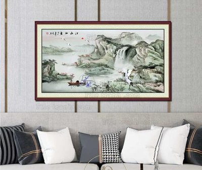 File in trần File tranh hiện đại pha lê gương KF103337 (bản gốc) mây trời