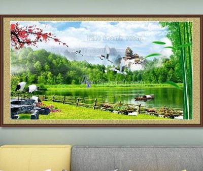 File in mica File tranh hiện đại pha lê gương KF103429 (bản gốc) làm vách ngăn