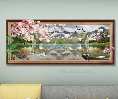 File tranh File tranh hiện đại pha lê gương KF103618 (bản gốc) in lụa 3D