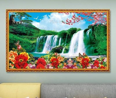 File tranh gốc in trần nhà File tranh hiện đại pha lê gương KF103621 3D