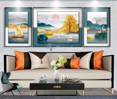 Tải file File tranh hiện đại pha lê gương KF103678 (gốc) chủ đề hoa sen